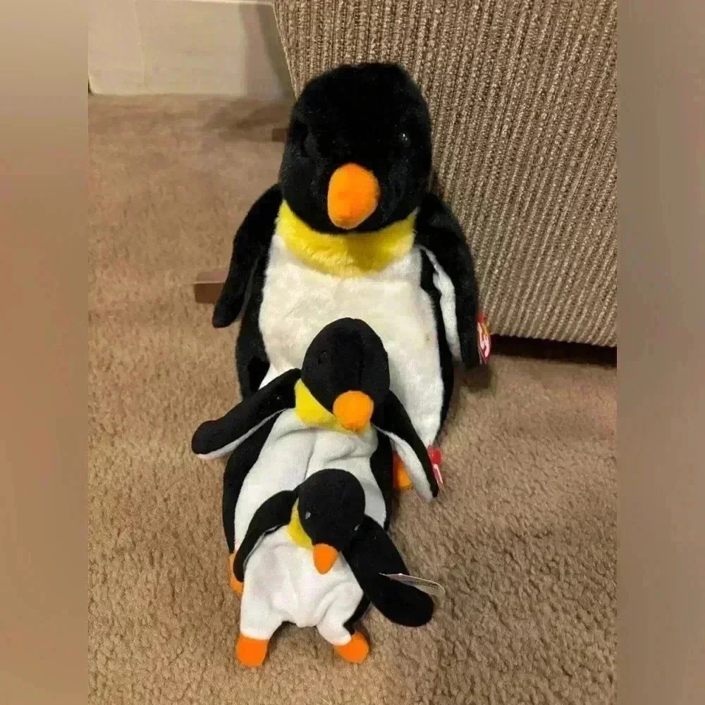 Retired 1998 TY Beanie Baby Buddie Waddle the Penguin with Tag All 3
